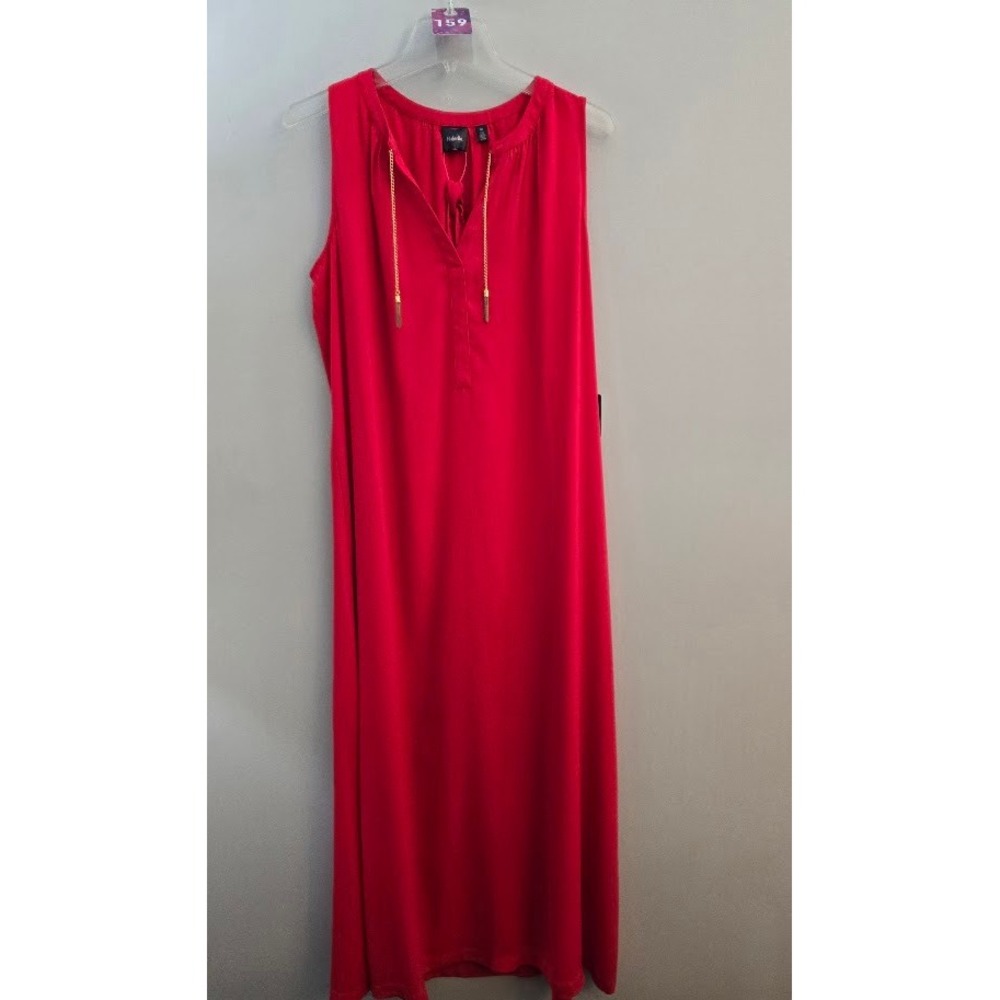 Rafaella Womens Maxi Dress Red Mediterranean Moment Chain Tassel 10 Size NEW